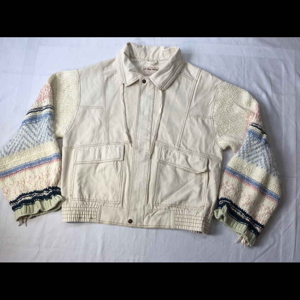 NWOT Free People Loose Thoughts Ivory Denim Jacket - Picture 4 of 15